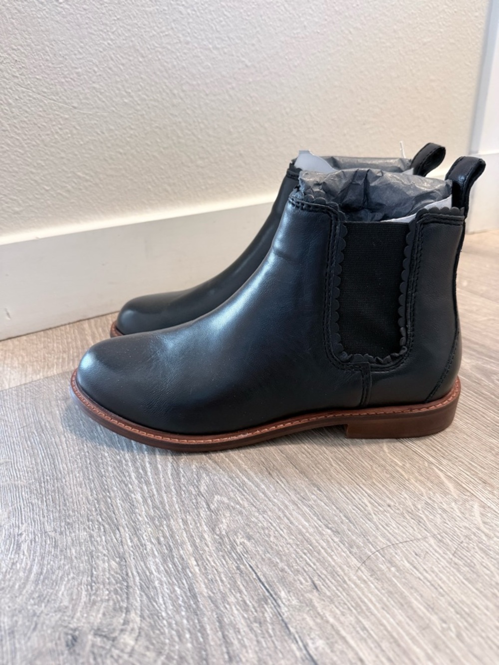 H&M Kids Black Chelsea Boots Genuine Leather Slip-On Ankle Boots NWT